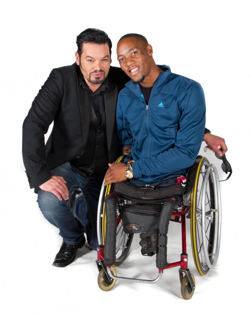 Casual Day ambassador Terence Bridgett and wheelchair tennis champ Lucas Sithole