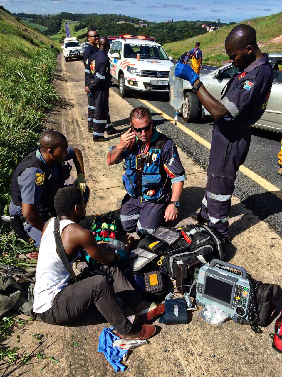 Photos from scene as young boy is evacuated by emergency helicopter from N2 at Hibberdene