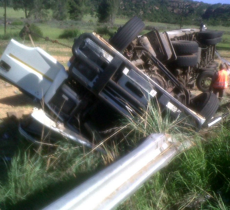 Jaws of life used to free truck driver next to Ladybrand