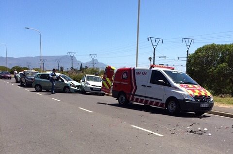 One injured when four vehicles collided