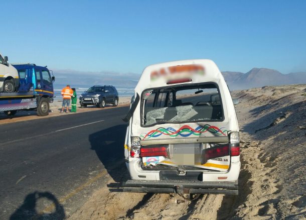 Taxi rear-ended, injuring six.