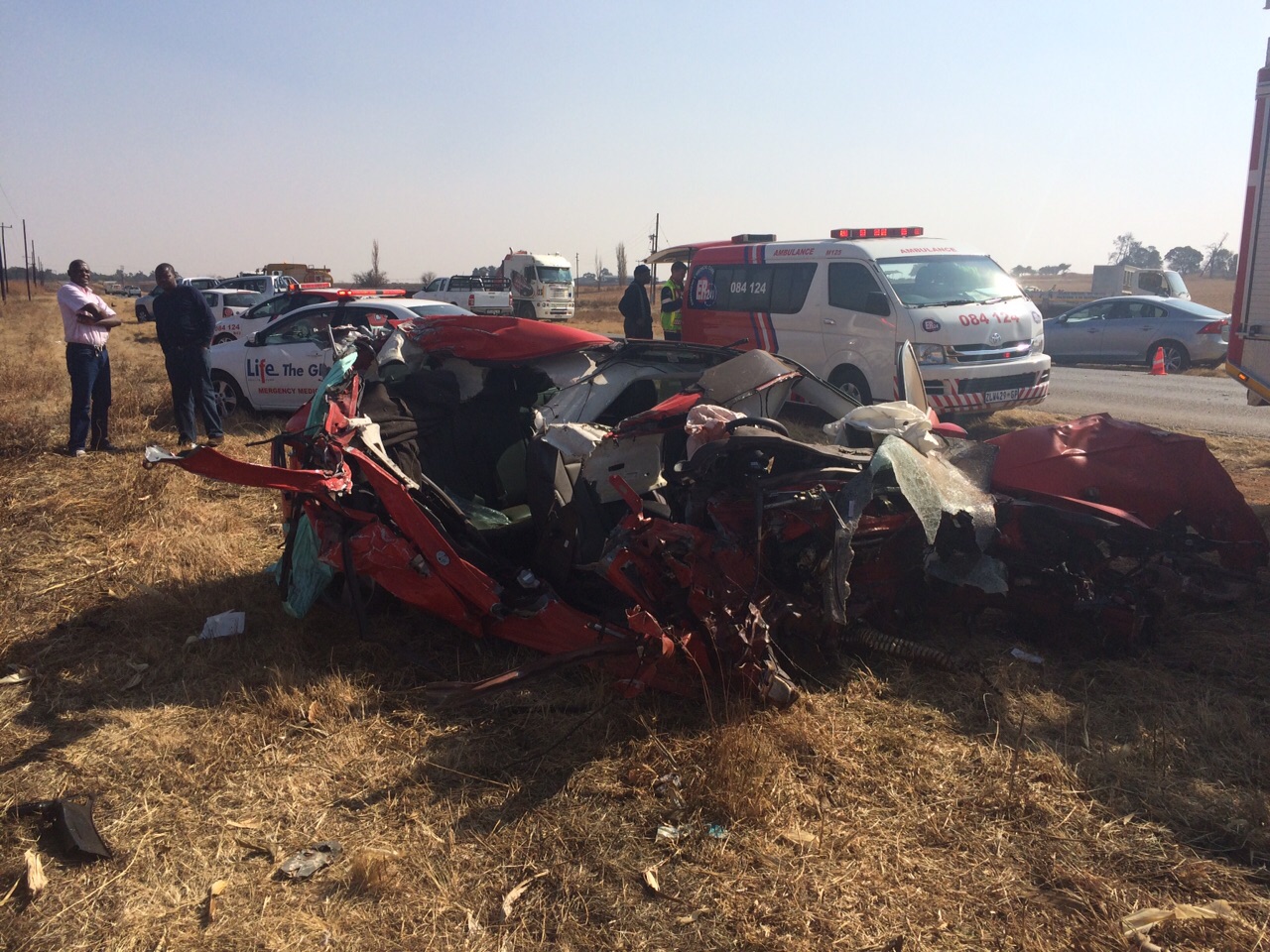 Car torn open in truck collision near Bapsfontein, East of Johannesburg