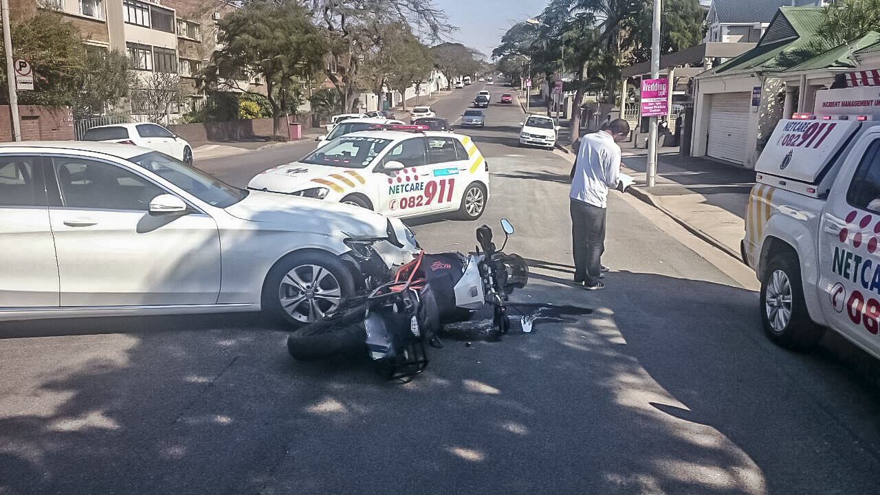 Road Crash on Innes Road in Durban leaves biker seriously injured