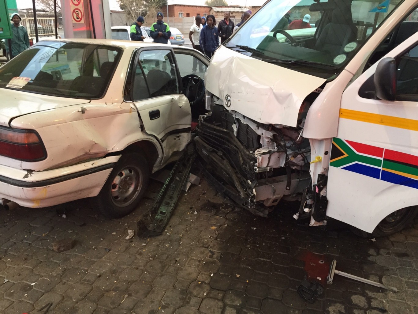 Petrol station collision, seven injured1