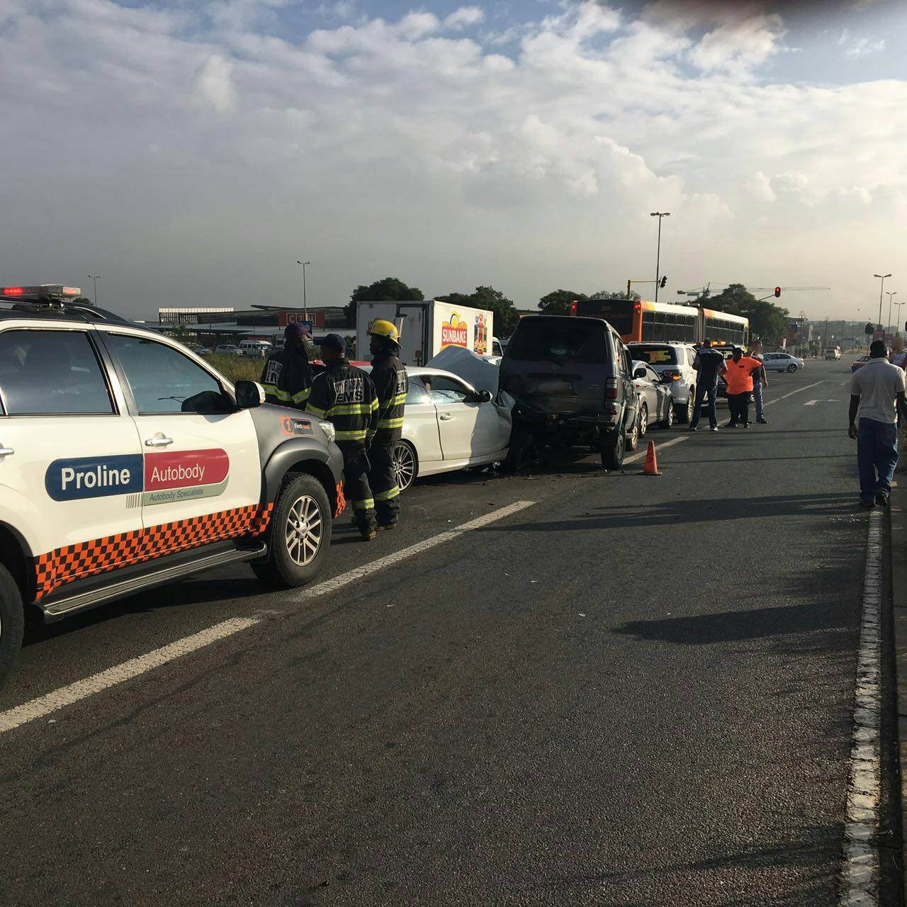 One injured in 4-car pile-up on the corners of Malibongwe and Witkoppen, in Northriding