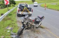 Biker injured when crashing into Armco barriers