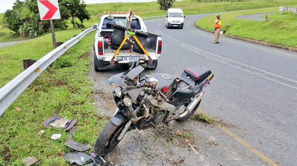 Biker injured when crashing into Armco barriers