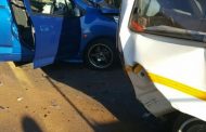 Car rear-ends taxi on the N1 North by the Botha offramp in Centurion
