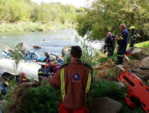 Driver killed as truck crashes off bridge in Diepsloot