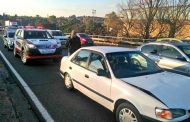 Collision on M1 South at Smit Street offramp in Braamfontein.