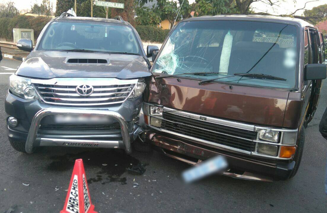 Two injured in taxi crash on corners of Hathorne and Viljoen, in Sydenham.