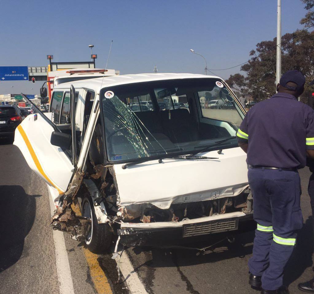 Taxi crash on Grayston Drive over the M1 in Wynberg.