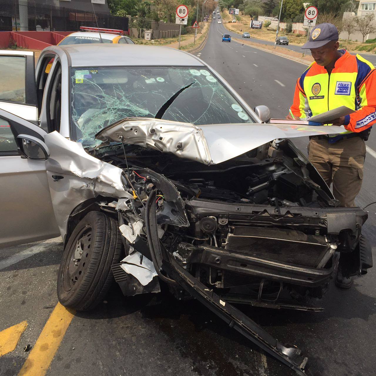 Head-on collision on Rivonia and North Roads, Morningside