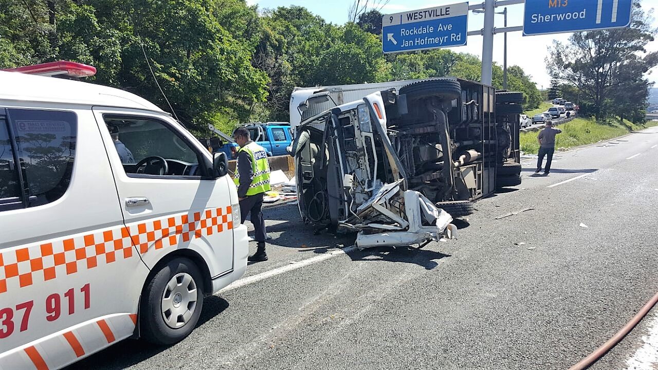 Two injured in truck crash on the M13 Durban Bound before Rockdale offramp