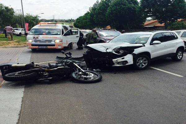A biker injured after colliding with a vehicle in Waterkloof Ridge
