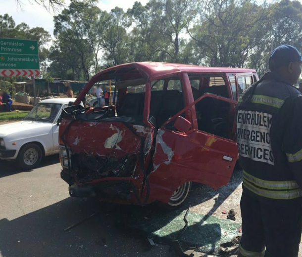 A taxi had T-boned a truck Germiston