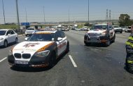 Bakkie crashed into broken down taxi after the Allandale Road on-ramp, Midrand.