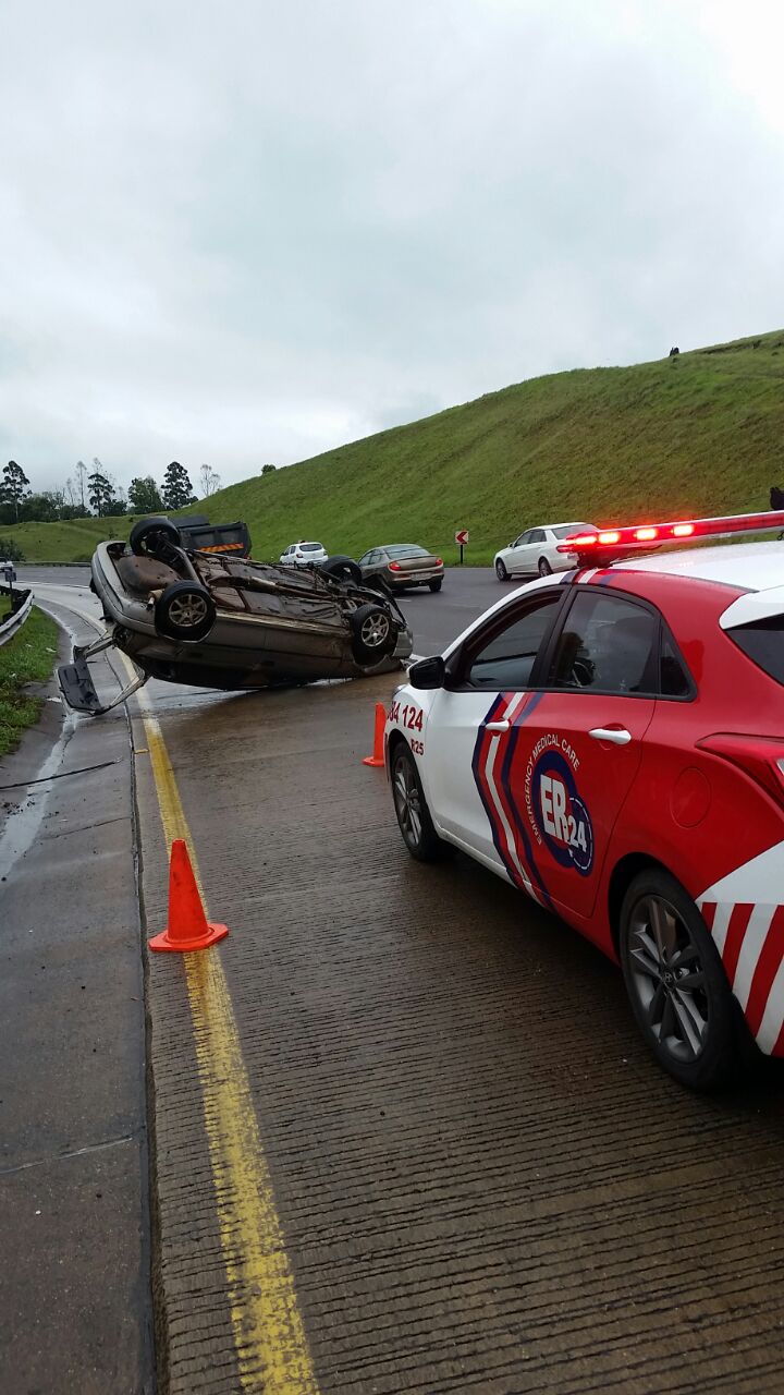 Three men injured after vehicle rolls on the N3 Highway in Peacevale in KwaZulu Natal.