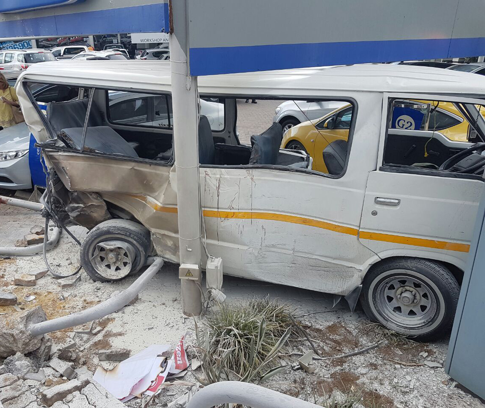 Taxis crash into dealership and pole, multiple patients including pregnant woman on scene