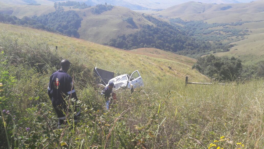 Two injured when vehicle rolls down embankment at Landies Hill