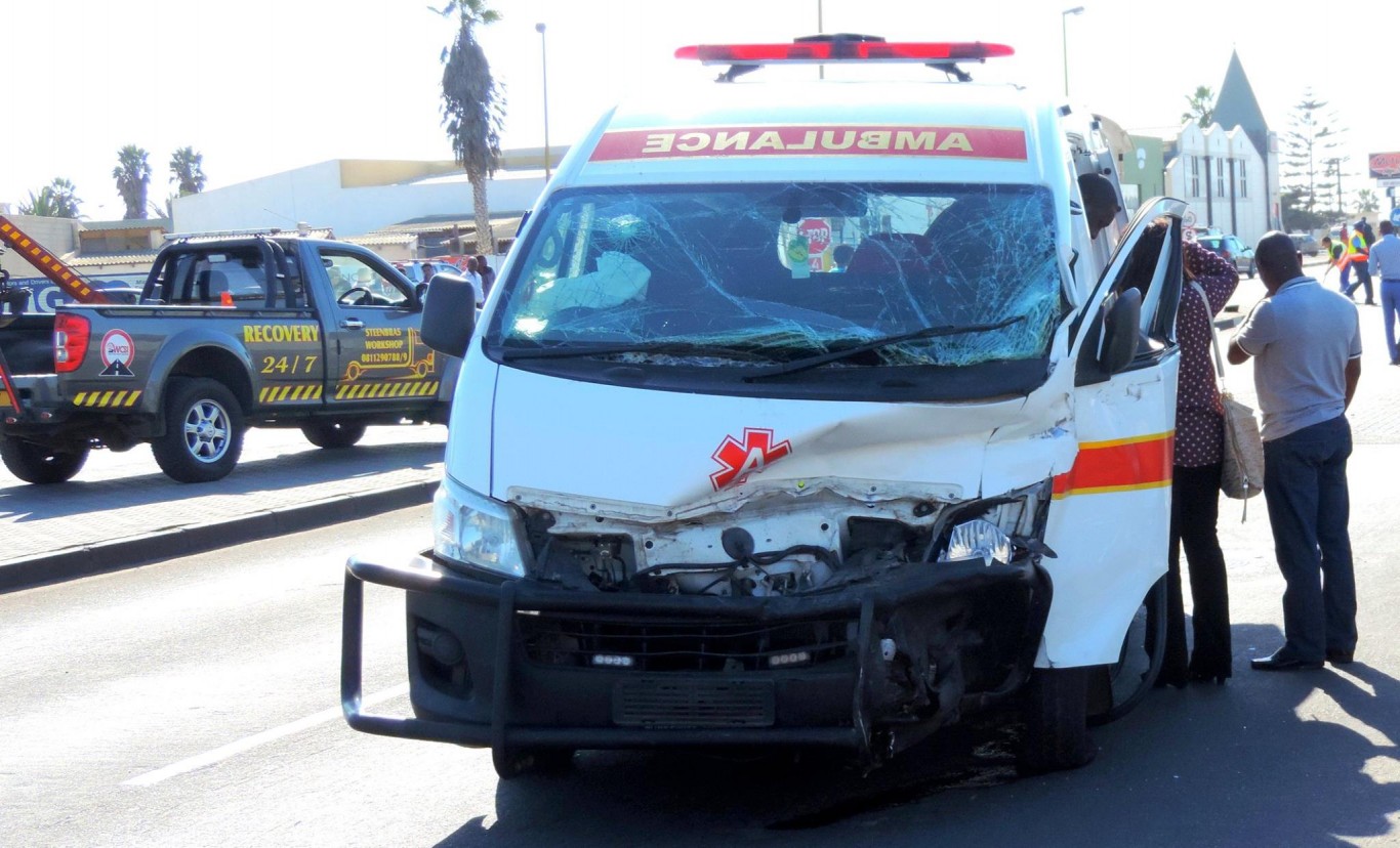 Fortunate escape from serious injury in ambulance collision in Swakopmund