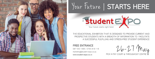 High School & Parent invite to FREE Student Expo @ The GLEN Shopping Centre JHB 26 & 27th of May