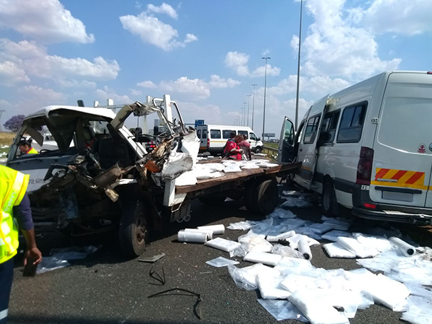 Centurion trucks and taxi collide leaving four injured