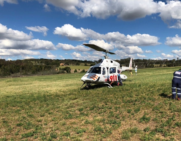 Runner airlifted after collapsing in a field