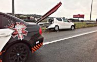 Two vehicles involved in collision and crash into guardrail