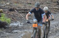 Solo rider Dylan Rebello on song at muddy Knysna Bull MTB race