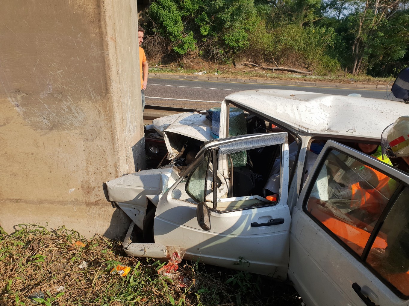 A Man entrapped in wreckage on the M7 of Hans Detman Highway in Northdene