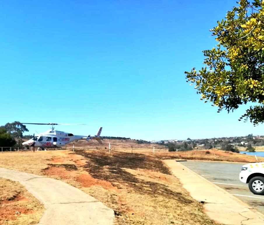 Krugersdorp man airlifted to hospital after falling off a ladder.