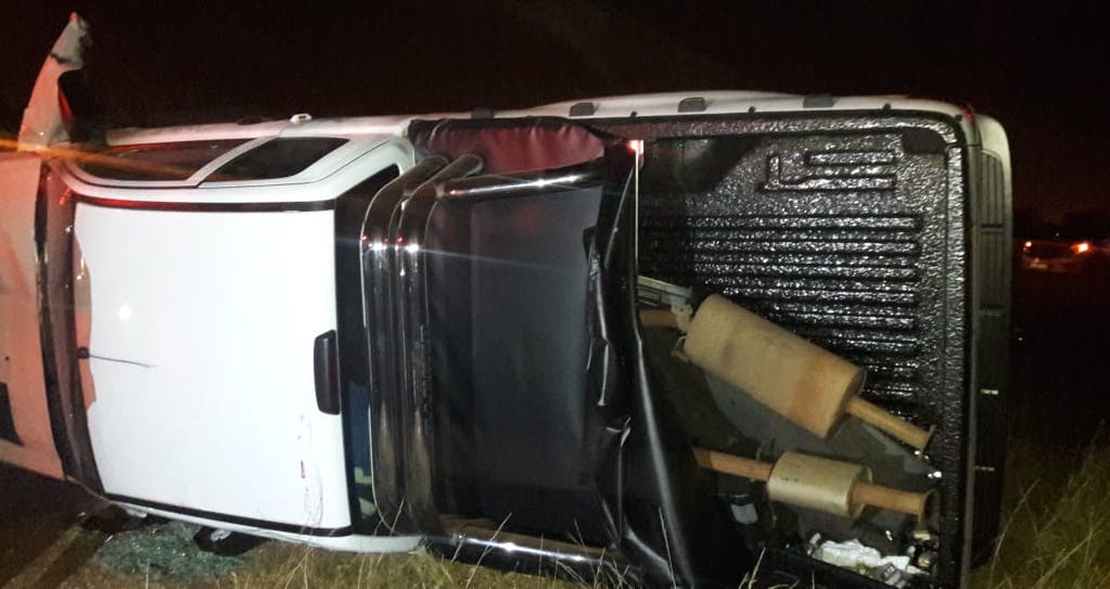 Bakkie being chased down rolls, leaving one seriously injured
