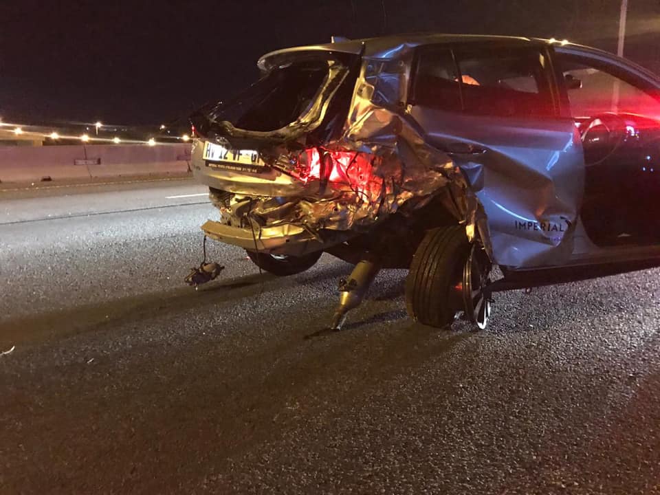 One injured in collision on the N1 south after the New road off-ramp, Midrand