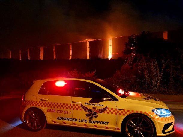 The Fire site on Bluff Road between Edwin Swales and Brighton Road on Saturday night was still active