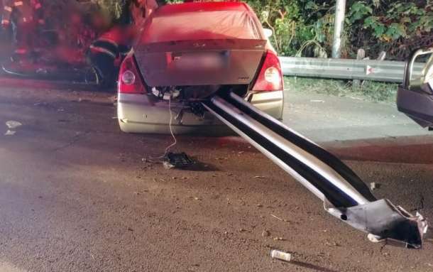 Car impaled on Armco barrier in Roodepoort
