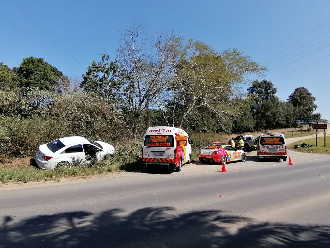 Driver and pedestrian treated after road crash on the P200, Margate