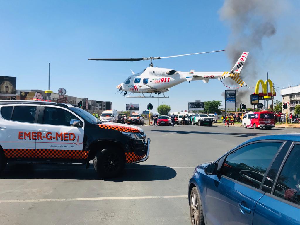 Victim airlifted after gas explosion in Rivonia Boulevard