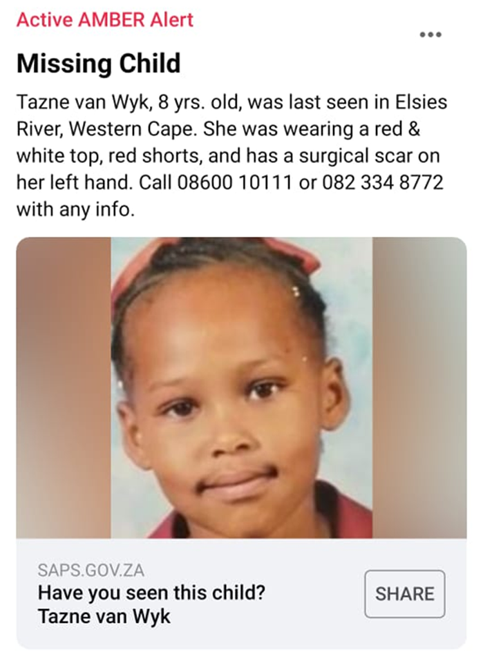 Western Cape: Help SAPS find missing girl