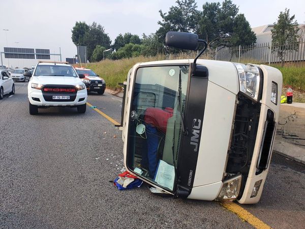 Fortunate escape from injury in a vehicle rollover, Boksburg