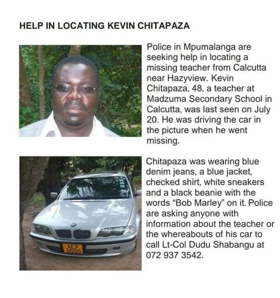 Police appeal for assistance in finding missing teacher