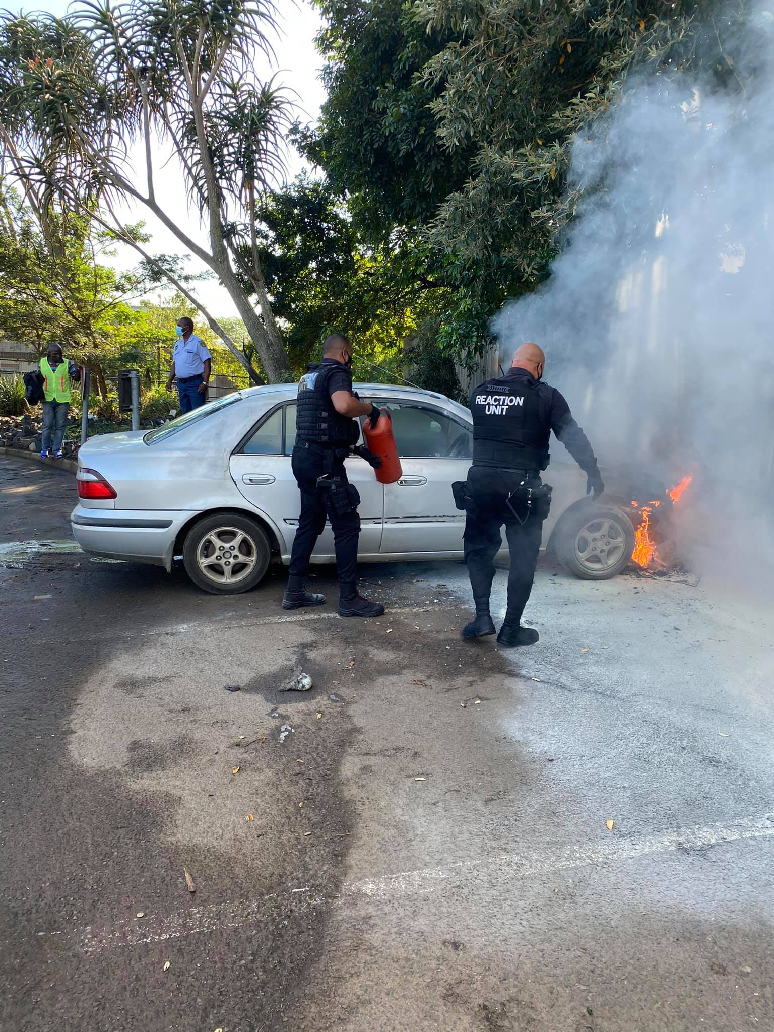 Vehicle on fire in Verulam CBD