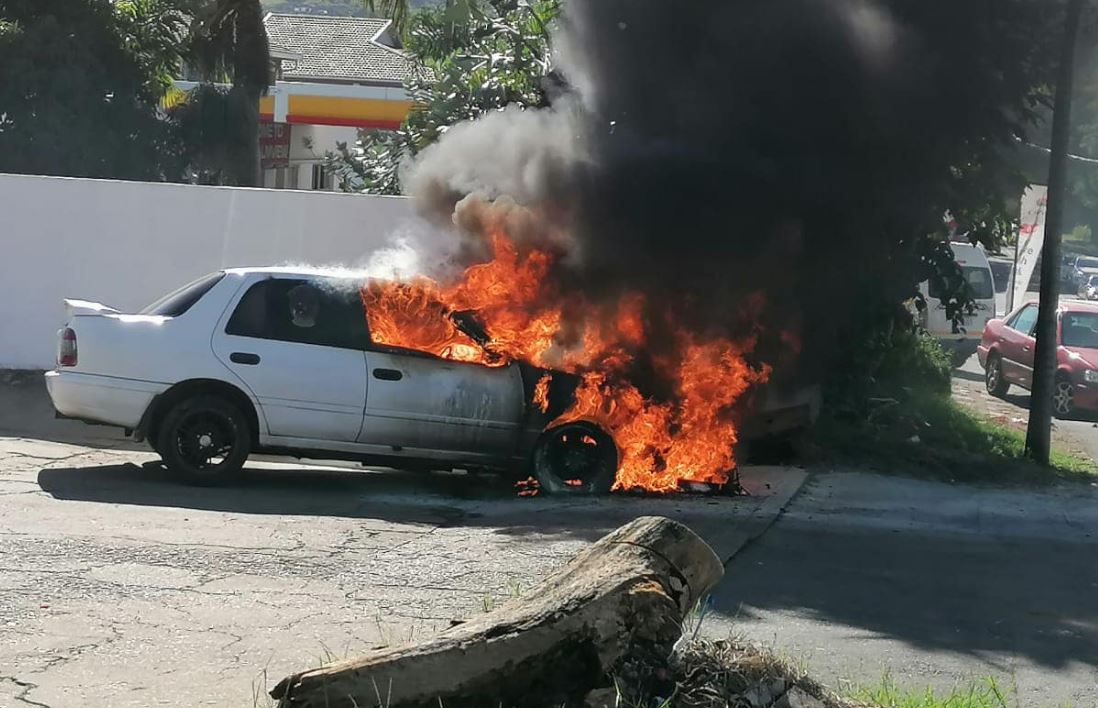 Vehicle destroyed in a fire in Phoenix, KZN