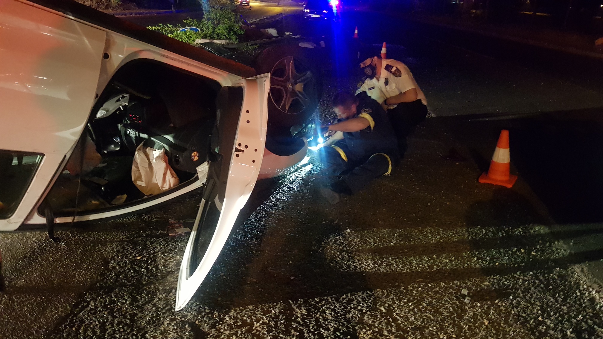 Fortunate escape from injury in a vehicle rollover on the Hans Schoeman freeway
