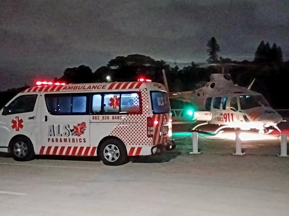 Critically injured patient airlifted to Durban Hospital