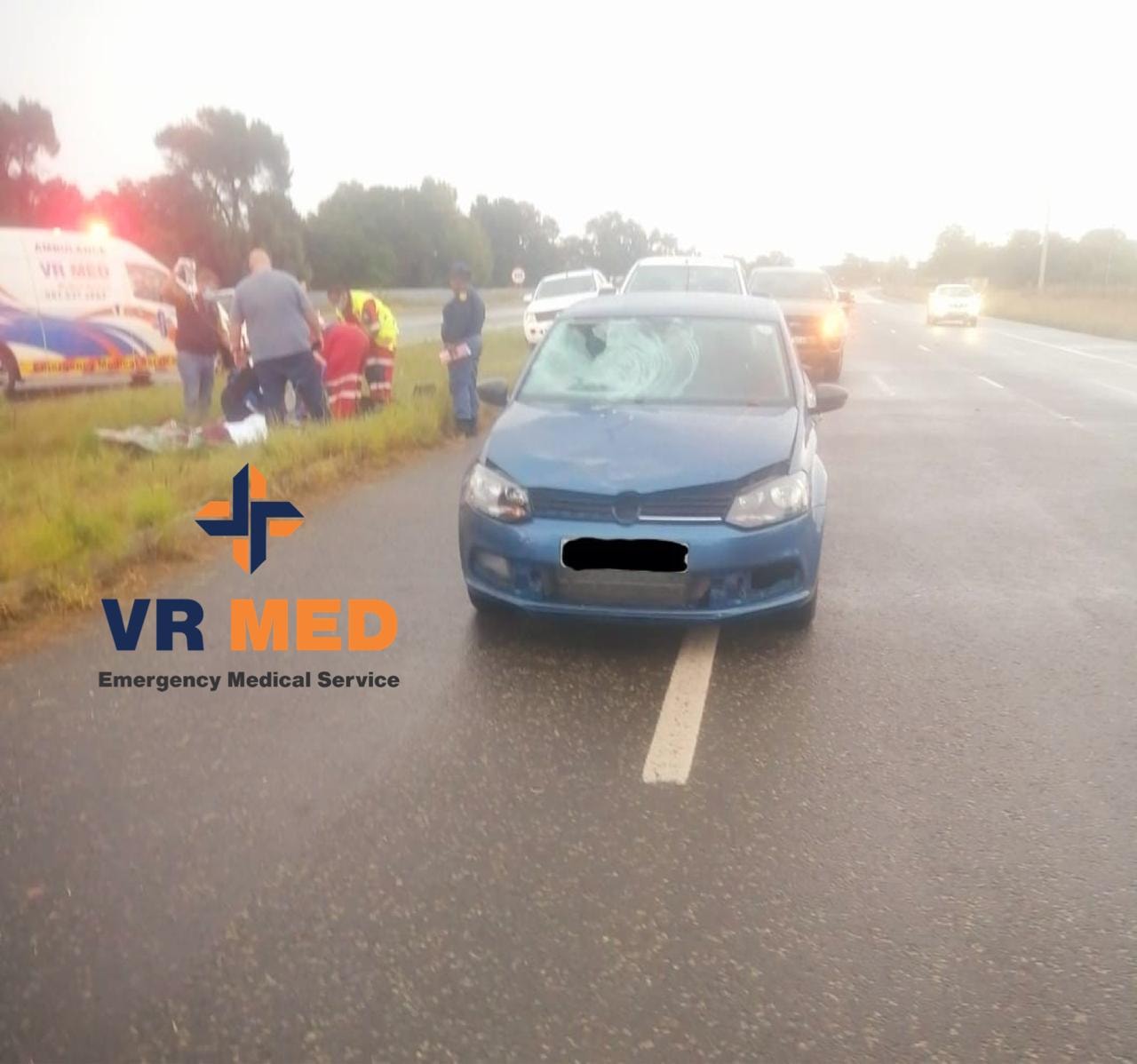 Pedestrian revived and stabilized after a road crash on the R64 and Abrahamskraal road intersection