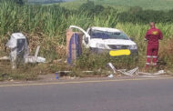 Vehicle carrying water coolers overturns at Nonoti