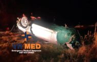 Fortunate escape from serious injuries in a vehicle rollover near the Bloemspruit Airforce base.