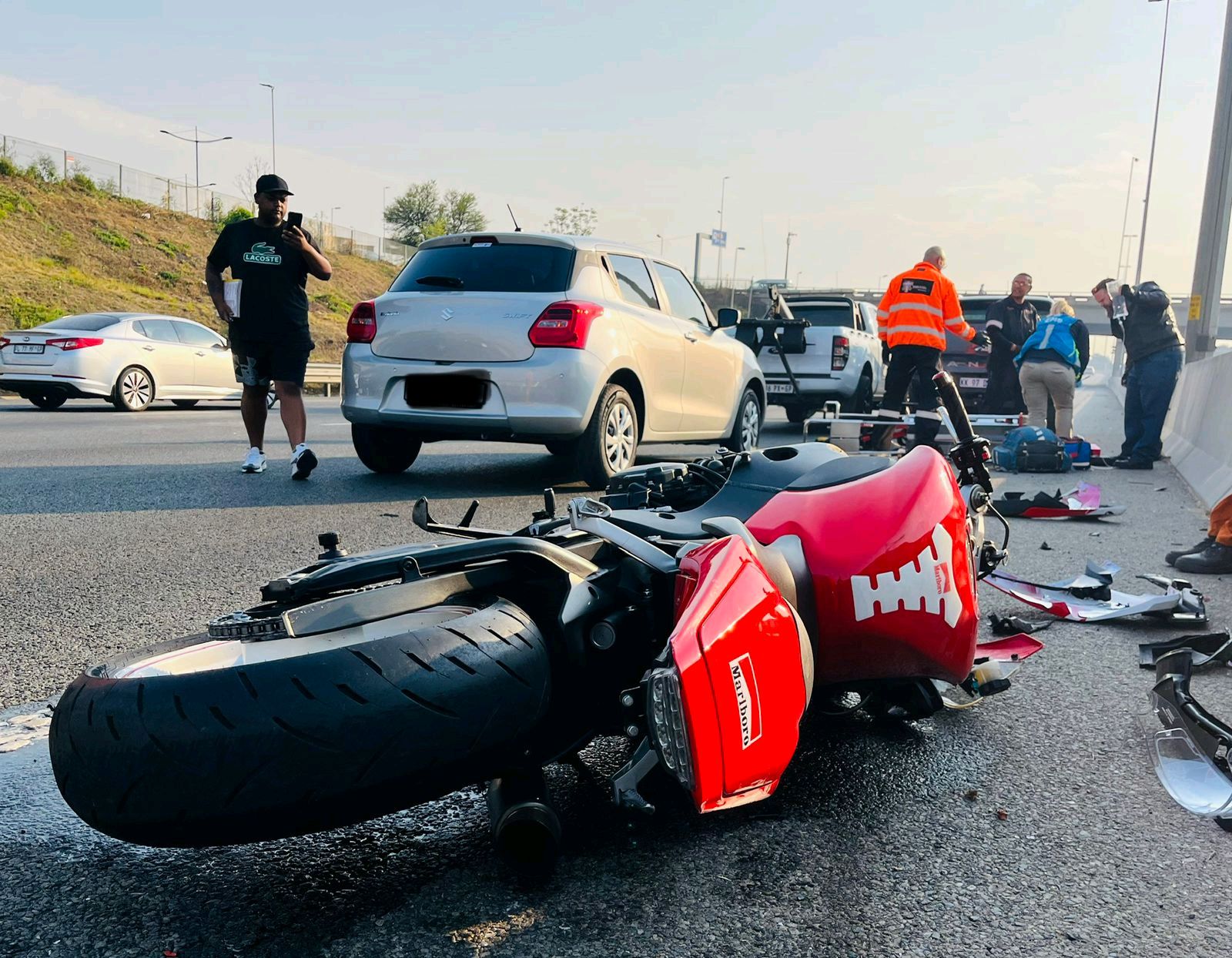 Four people have been left injured following three separate crashes involving a motorcycle