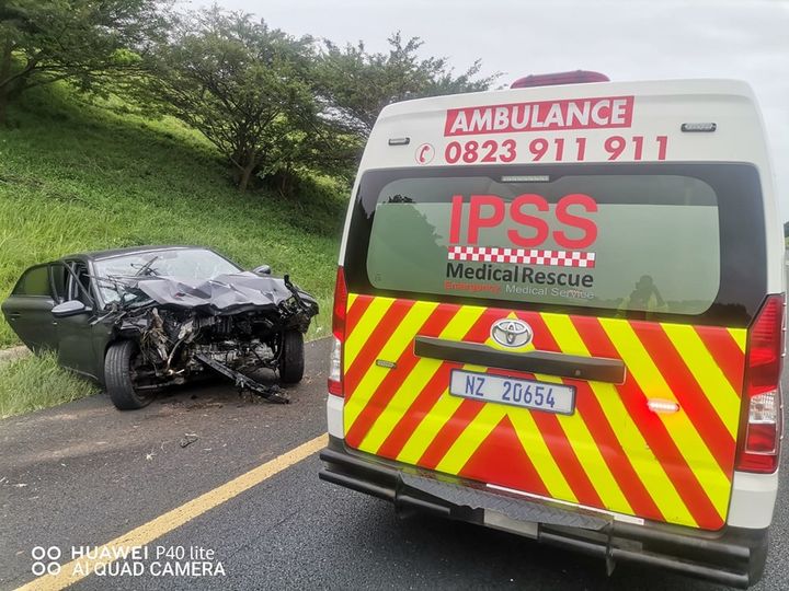 Single vehicle crash on the N2 near the Tugela River.